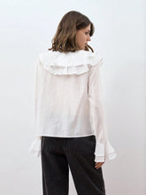 Maija Women's Elegant Solid Color Ruffle Flare Sleeve Blouse